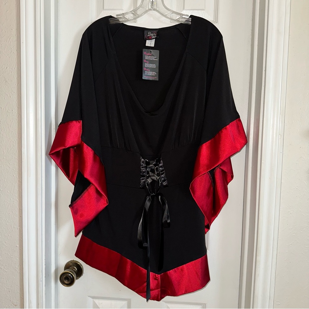 Dare to Wear Gothic Lace Up Front Top Sz 3X Steampunk Victorian Renaissance Goth